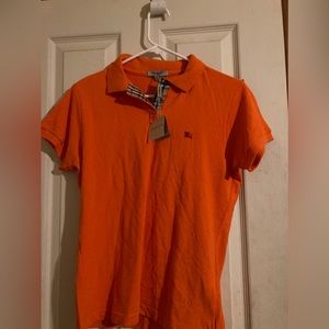 Orange brand new XL Burberry polo shirt